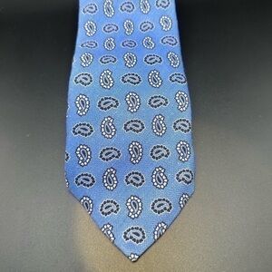 ISAIA Shantung Silk Blue Tie